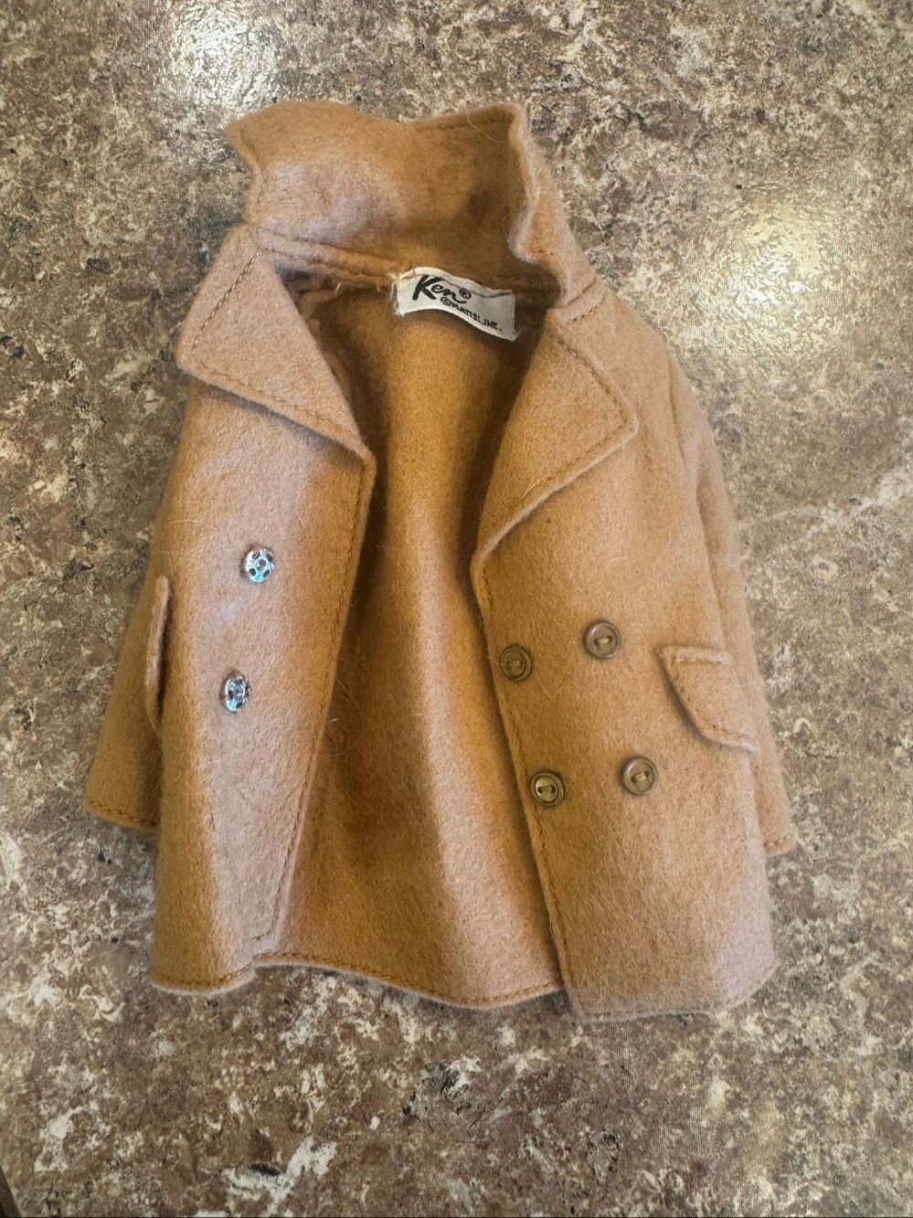 Vintage 1970 Mattel Ken Play It Cool #1433 Camel Felt Coat Tagged